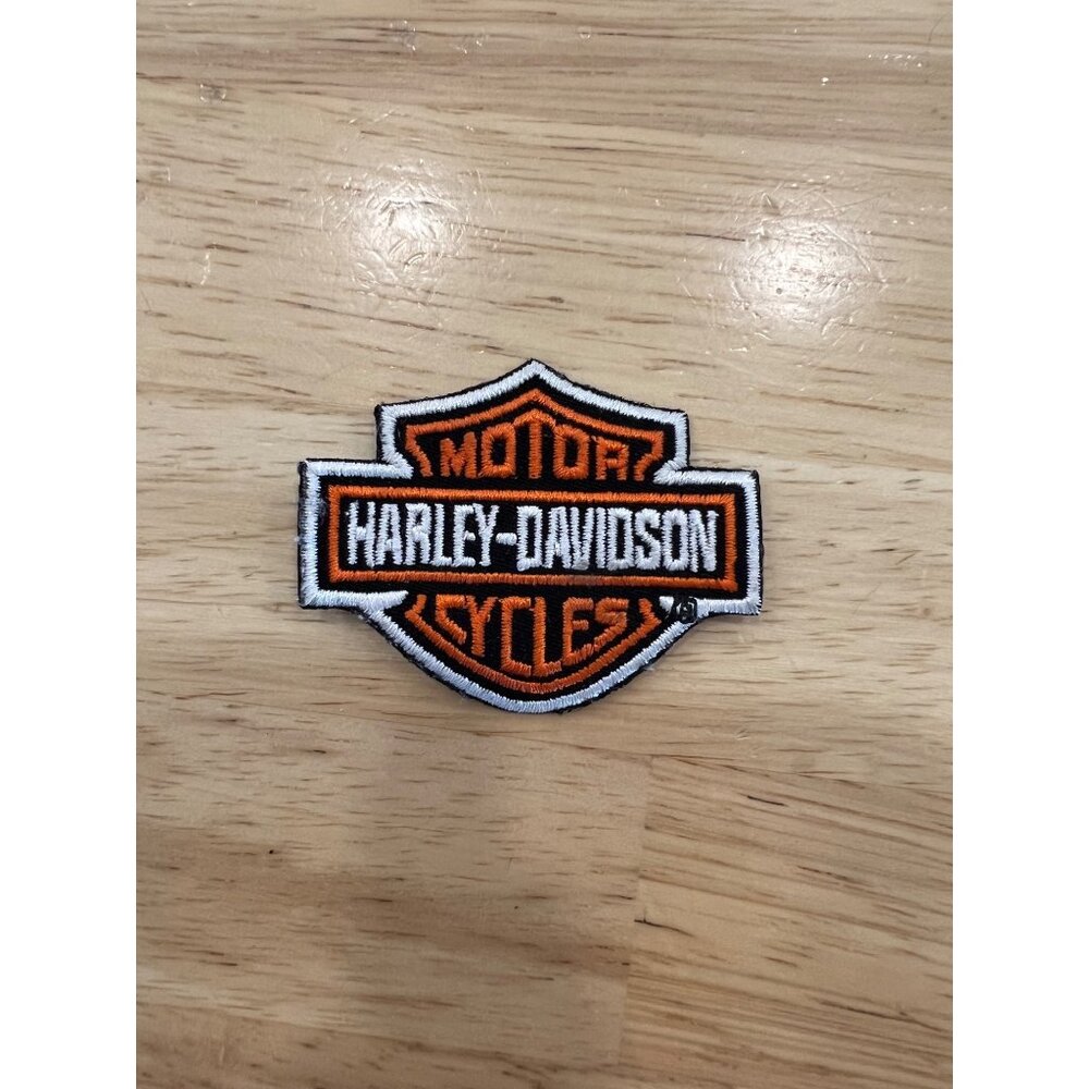Harley Davidson Embroidered Iron-On Patch Classic Logo Orange and Black